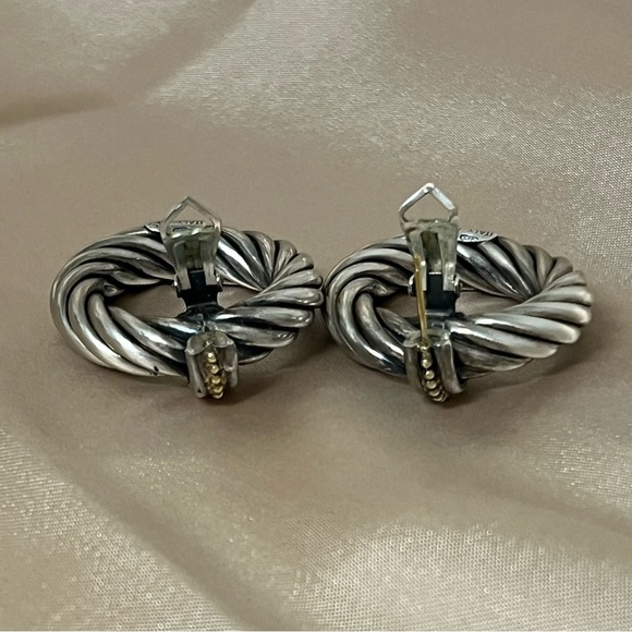 ALS Torcellato Sterling Silver Cable Rope Earrings 18K Gold Bead Detail *Flawed* - Picture 10 of 16